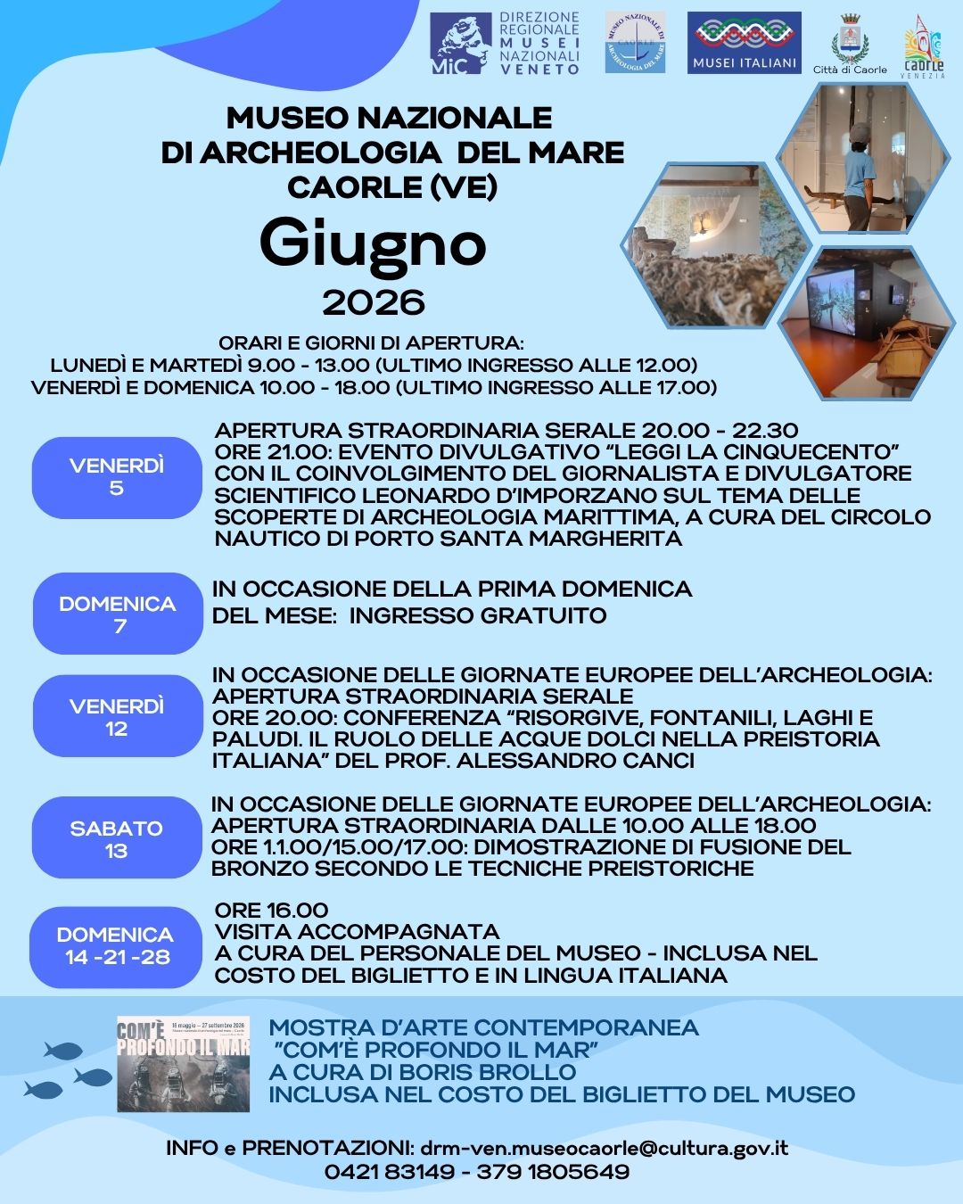 Giugno 2026 al Museo nazionale archeologia del Mare di Caorle